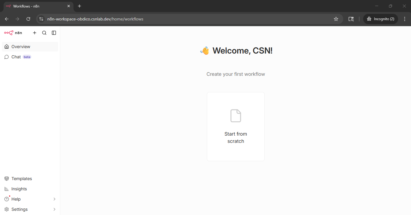 Empty n8n editor after login